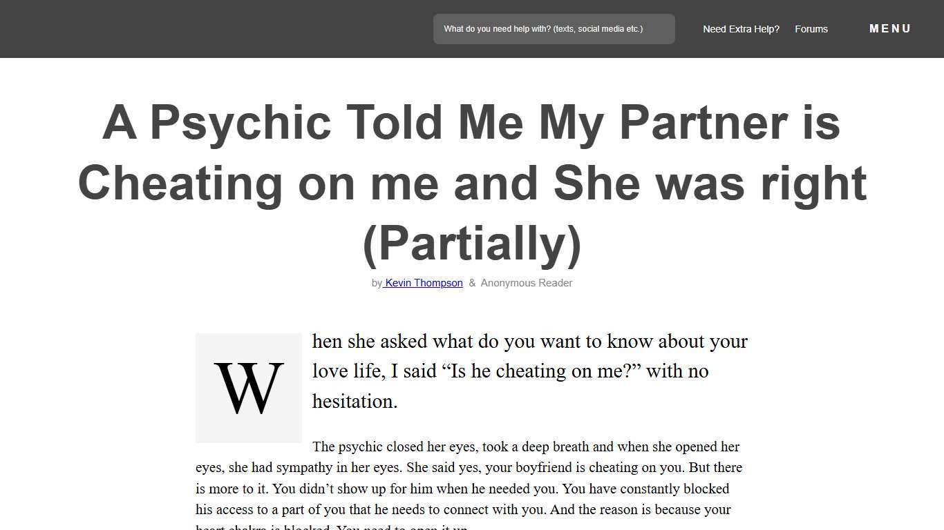 A Psychic Told Me My Partner is Cheating on me and She was right (Partially) Ex Back Permanently